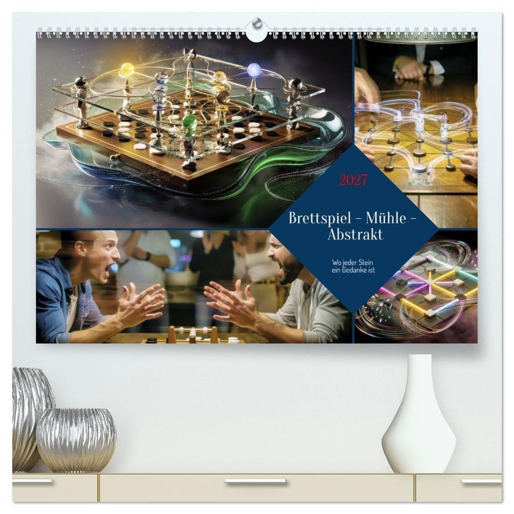 Brettspiel - Mühle - Abstrakt (hochwertiger Premium Wandkalender 2027 DIN A2 quer) Kunstdruck in Hochglanz
