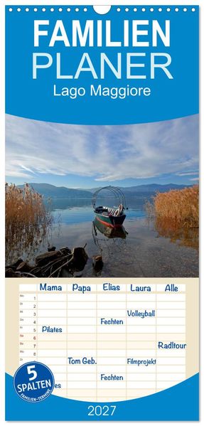 Familienplaner 2027 - Lago Maggiore mit 5 Spalten (Wandkalender 21 x 45 cm) CALVENDO
