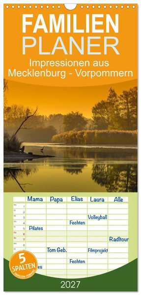 Familienplaner 2027 - Impressionen aus Mecklenburg - Vorpommern mit 5 Spalten (Wandkalender 21 x 45 cm) CALVENDO