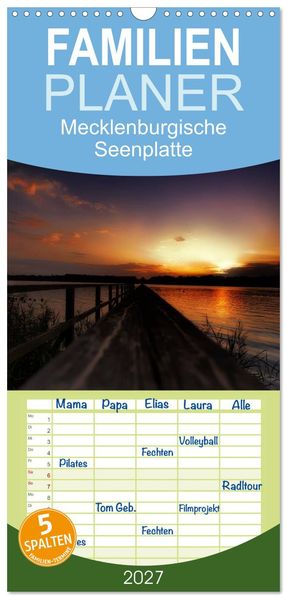 Familienplaner 2027 - Mecklenburgische Seenplatte - zum Träumen schön mit 5 Spalten (Wandkalender 21 x 45 cm) CALVENDO