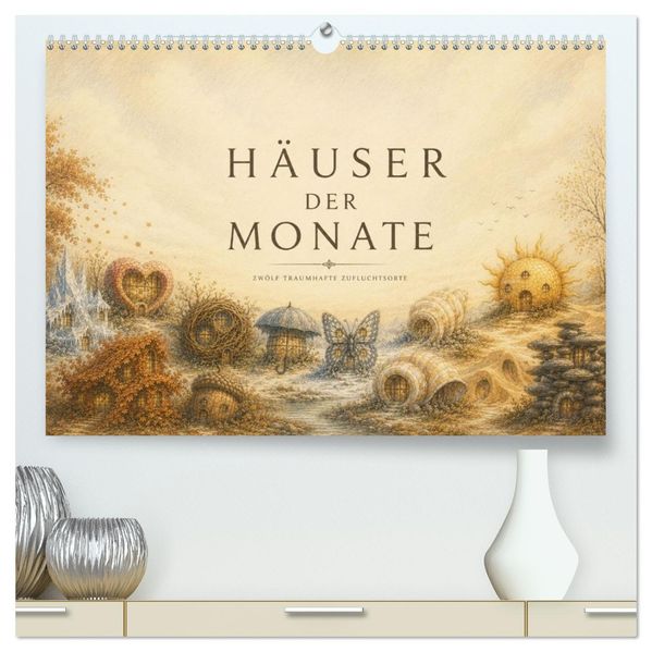 Häuser der Monate (hochwertiger Premium Wandkalender 2027 DIN A2 quer) Kunstdruck in Hochglanz