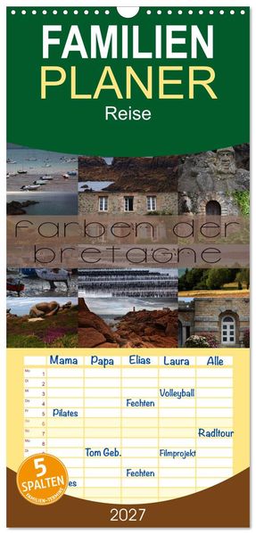 Familienplaner 2027 - Farben der Bretagne mit 5 Spalten (Wandkalender 21 x 45 cm) CALVENDO