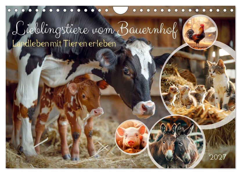 Lieblingstiere vom Bauernhof (Wandkalender 2027 DIN A4 quer) CALVENDO Monatskalender