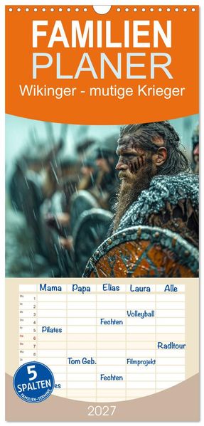 Familienplaner 2027 - Wikinger - mutige Krieger mit 5 Spalten (Wandkalender 21 x 45 cm) CALVENDO