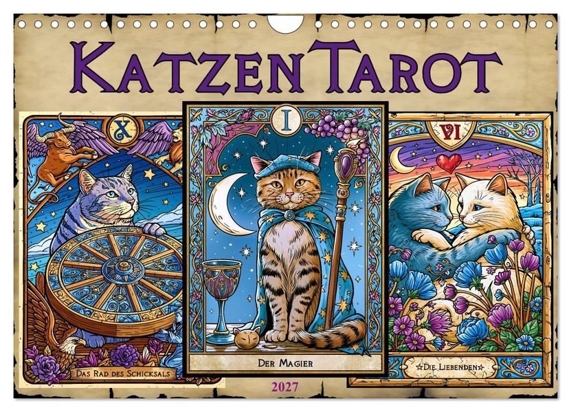 Katzentarot (Wandkalender 2027 DIN A4 quer) CALVENDO Monatskalender