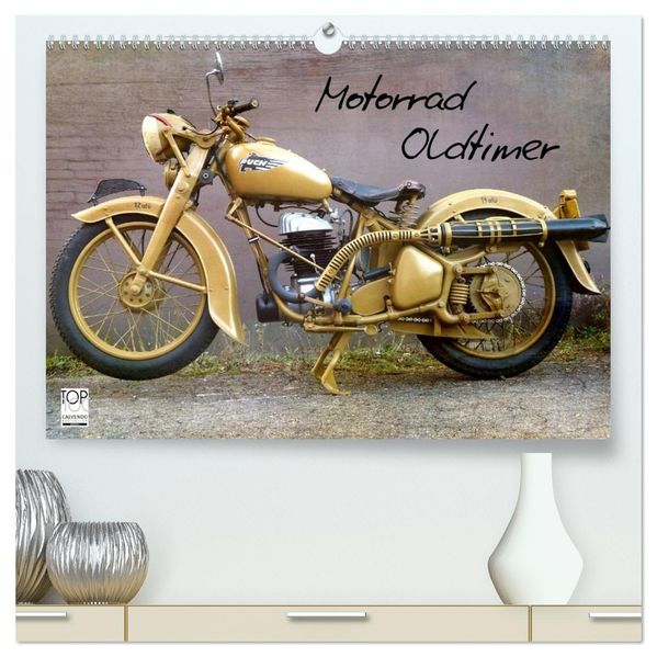 Motorrad Oldtimer (hochwertiger Premium Wandkalender 2027 DIN A2 quer) Kunstdruck in Hochglanz