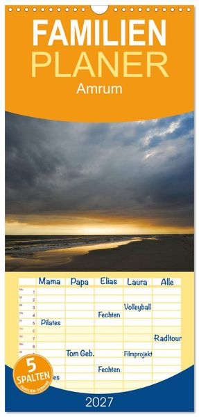 Familienplaner 2027 - Amrum mit 5 Spalten (Wandkalender 21 x 45 cm) CALVENDO