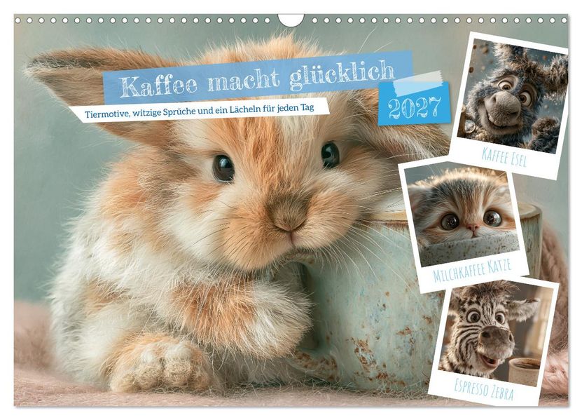 Kaffee macht glücklich (Wandkalender 2027 DIN A3 quer) CALVENDO Monatskalender