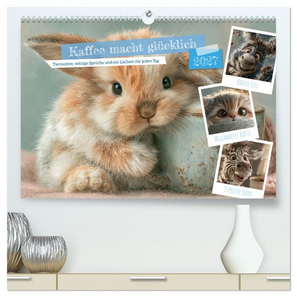 Kaffee macht glücklich (hochwertiger Premium Wandkalender 2027 DIN A2 quer) Kunstdruck in Hochglanz