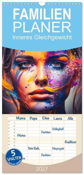 Familienplaner 2027 - Inneres Gleichgewicht mit 5 Spalten (Wandkalender 21 x 45 cm) CALVENDO