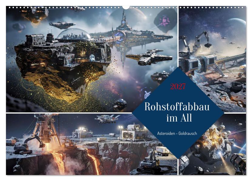 Rohstoffabbau im All (Wandkalender 2027 DIN A2 quer) CALVENDO Monatskalender