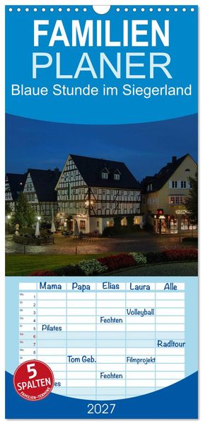 Familienplaner 2027 - Blaue Stunde im Siegerland mit 5 Spalten (Wandkalender 21 x 45 cm) CALVENDO
