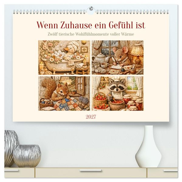 Wenn Zuhause ein Gefühl ist - Zwölf tierische Wohlfühlmomente voller Wärme (hochwertiger Premium Wandkalender 2027 DIN A2 quer) Kunstdruck in Hochglanz