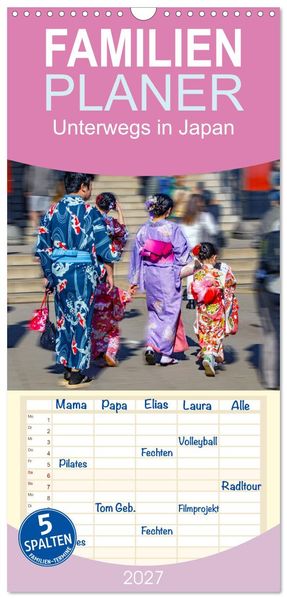 Familienplaner 2027 - Unterwegs in Japan mit 5 Spalten (Wandkalender 21 x 45 cm) CALVENDO