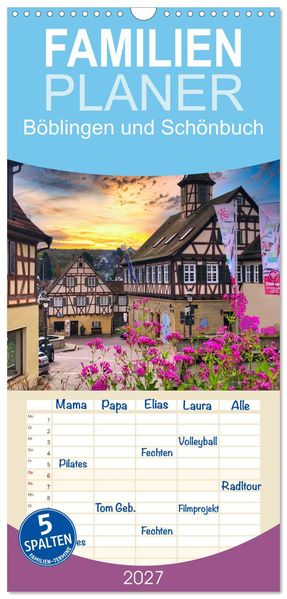 Familienplaner 2027 - Böblingen und Schönbuch mit 5 Spalten (Wandkalender 21 x 45 cm) CALVENDO