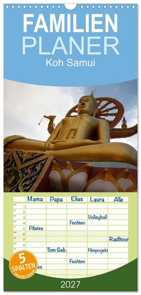 Familienplaner 2027 - Koh Samui mit 5 Spalten (Wandkalender 21 x 45 cm) CALVENDO