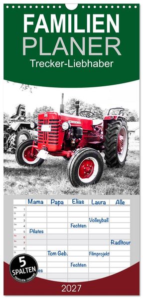 Familienplaner 2027 - Trecker-Liebhaber mit 5 Spalten (Wandkalender 21 x 45 cm) CALVENDO