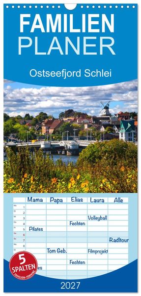 Familienplaner 2027 - Ostseefjord Schlei mit 5 Spalten (Wandkalender 21 x 45 cm) CALVENDO