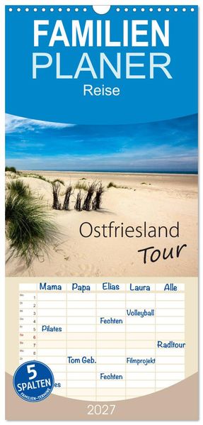 Familienplaner 2027 - Ostfriesland - Tour mit 5 Spalten (Wandkalender 21 x 45 cm) CALVENDO