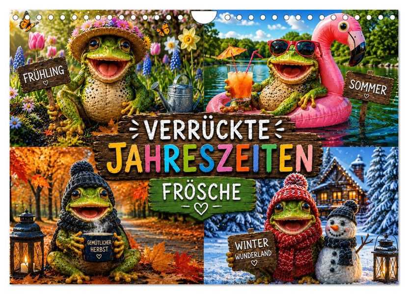 Verrückte Jahreszeiten Frösche (Wandkalender 2027 DIN A4 quer) CALVENDO Monatskalender