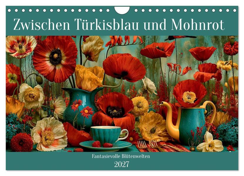 Zwischen Türkisblau und Mohnrot (Wandkalender 2027 DIN A4 quer) CALVENDO Monatskalender
