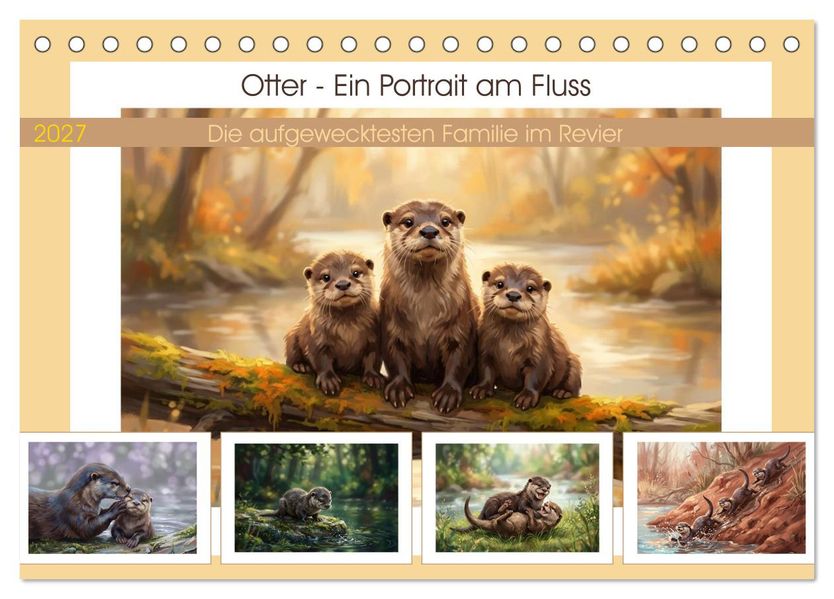 Otter - Ein Portrait am Fluss (Tischkalender 2027 DIN A5 quer) CALVENDO Monatskalender