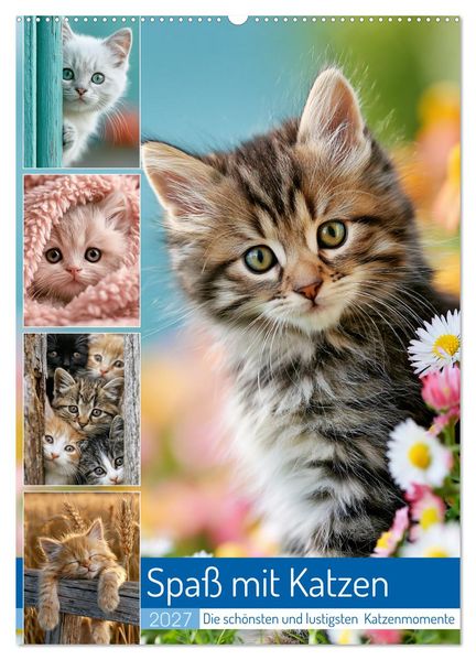 Spaß mit Katzen (Wandkalender 2027 DIN A2 hoch) CALVENDO Monatskalender