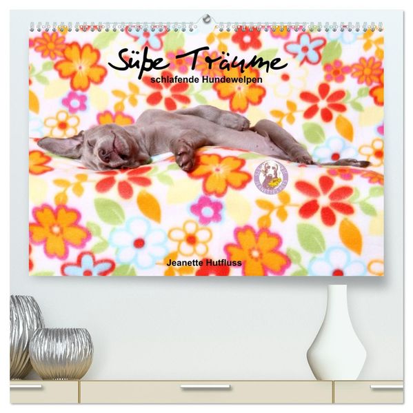 Süße Träume 2027 - schlafende Hundewelpen (hochwertiger Premium Wandkalender 2027 DIN A2 quer) Kunstdruck in Hochglanz