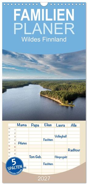 Familienplaner 2027 - Wildes Finnland mit 5 Spalten (Wandkalender 21 x 45 cm) CALVENDO