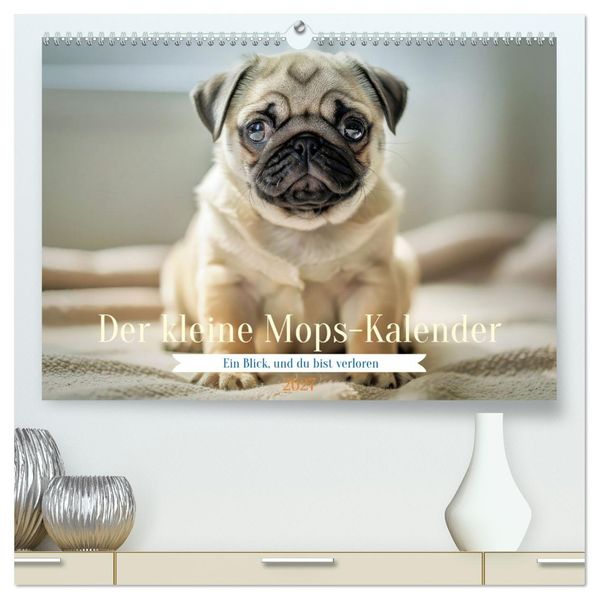 Der kleine Mops-Kalender (hochwertiger Premium Wandkalender 2027 DIN A2 quer) Kunstdruck in Hochglanz