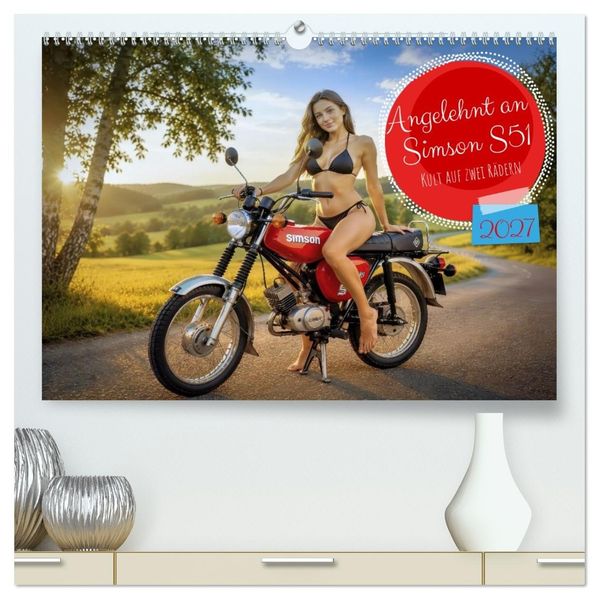 Angelehnt an Simson S51 (hochwertiger Premium Wandkalender 2027 DIN A2 quer) Kunstdruck in Hochglanz