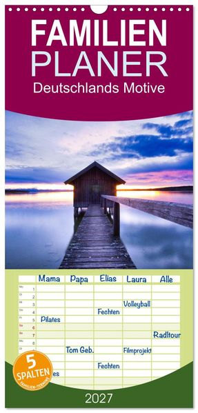 Familienplaner 2027 - Deutschlands Motive mit 5 Spalten (Wandkalender 21 x 45 cm) CALVENDO