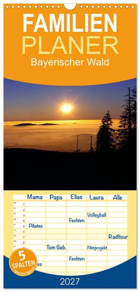 Familienplaner 2027 - Bayerischer Wald mit 5 Spalten (Wandkalender 21 x 45 cm) CALVENDO