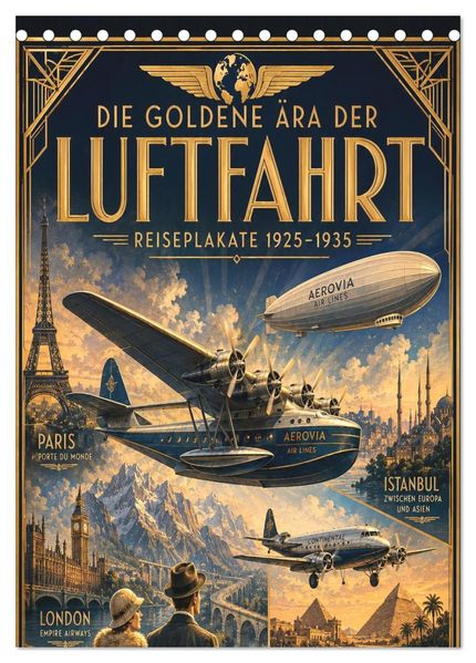 Die goldene Ära der Luftfahrt - Reiseplakate 1928-1930 (Tischkalender 2027 DIN A5 hoch) CALVENDO Monatskalender
