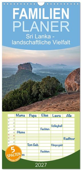 Familienplaner 2027 - Sri Lanka - landschaftliche Vielfalt mit 5 Spalten (Wandkalender 21 x 45 cm) CALVENDO