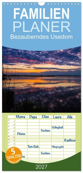Familienplaner 2027 - Bezauberndes Usedom mit 5 Spalten (Wandkalender 21 x 45 cm) CALVENDO