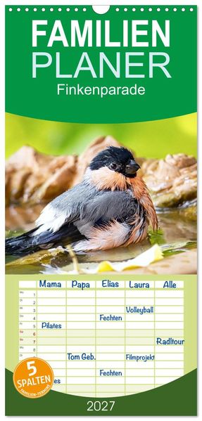 Familienplaner 2027 - Finkenparade mit 5 Spalten (Wandkalender 21 x 45 cm) CALVENDO