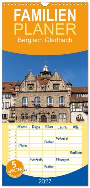 Familienplaner 2027 - Bergisch Gladbach mit 5 Spalten (Wandkalender 21 x 45 cm) CALVENDO
