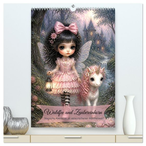 Waldfee und Zaubereinhorn (hochwertiger Premium Wandkalender 2027 DIN A2 hoch) Kunstdruck in Hochglanz