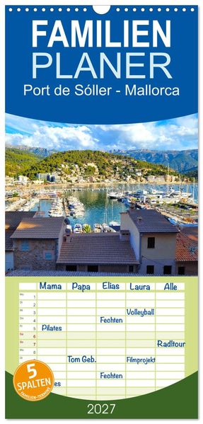 Familienplaner 2027 - Port de Sóller - Mallorca mit 5 Spalten (Wandkalender 21 x 45 cm) CALVENDO