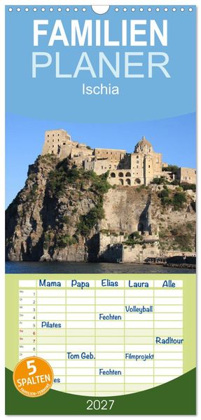 Familienplaner 2027 - Ischia mit 5 Spalten (Wandkalender 21 x 45 cm) CALVENDO