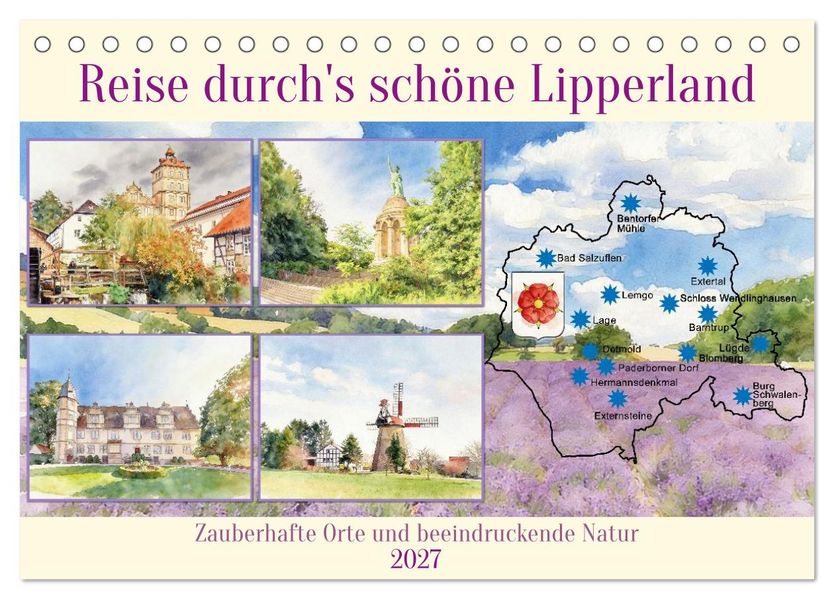 Reise durch's schöne Lipperland (Tischkalender 2027 DIN A5 quer) CALVENDO Monatskalender