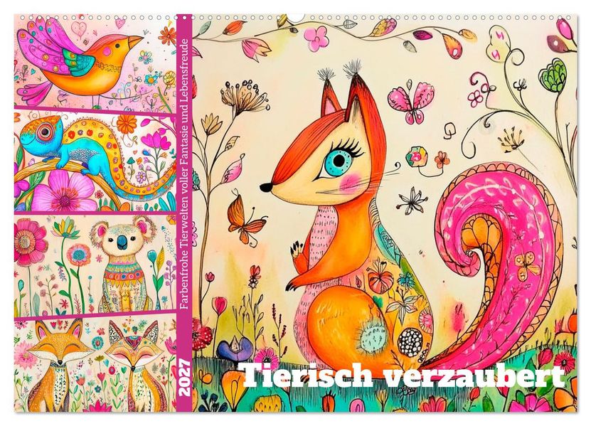 Tierisch verzaubert (Wandkalender 2027 DIN A2 quer) CALVENDO Monatskalender