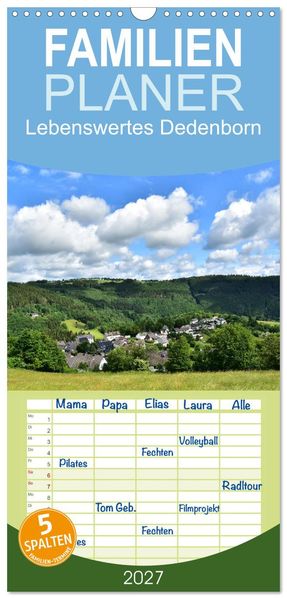 Familienplaner 2027 - Lebenswertes Dedenborn mit 5 Spalten (Wandkalender 21 x 45 cm) CALVENDO