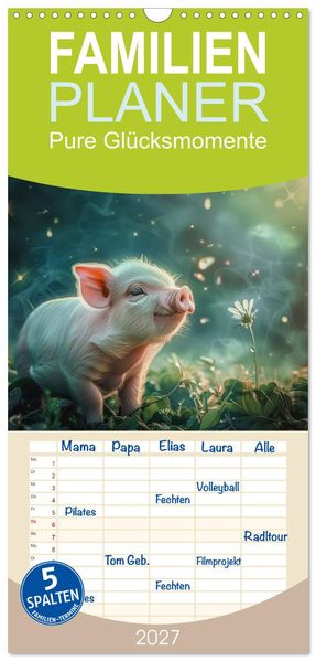 Familienplaner 2027 - Pure Glücksmomente mit 5 Spalten (Wandkalender 21 x 45 cm) CALVENDO