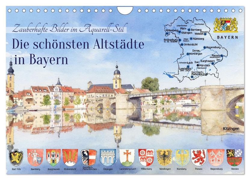 Die schönsten Altstädte in Bayern (Wandkalender 2027 DIN A4 quer) CALVENDO Monatskalender