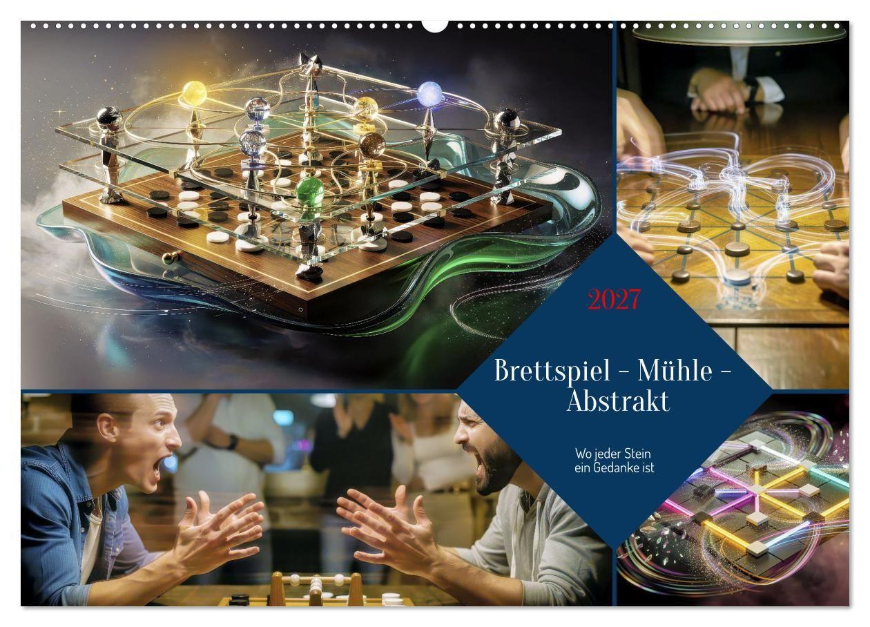 Brettspiel - Mühle - Abstrakt (Wandkalender 2027 DIN A2 quer) CALVENDO Monatskalender
