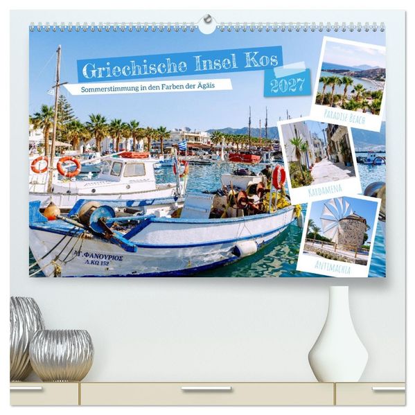 Griechische Insel Kos. Sommerstimmung in den Farben der Ägäis (hochwertiger Premium Wandkalender 2027 DIN A2 quer) Kunstdruck in Hochglanz
