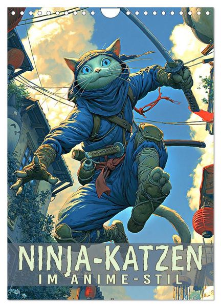 Ninja-Katzen - im Anime-Stil (Wandkalender 2027 DIN A4 hoch) CALVENDO Monatskalender