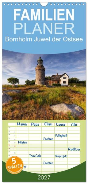 Familienplaner 2027 - Bornholm Juwel der Ostsee mit 5 Spalten (Wandkalender 21 x 45 cm) CALVENDO